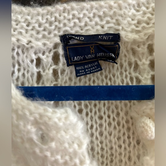 Lady Van Heusen Vintage Hand Knit Cardigan Embroidered Sweater SZ Medium - Picture 4 of 7